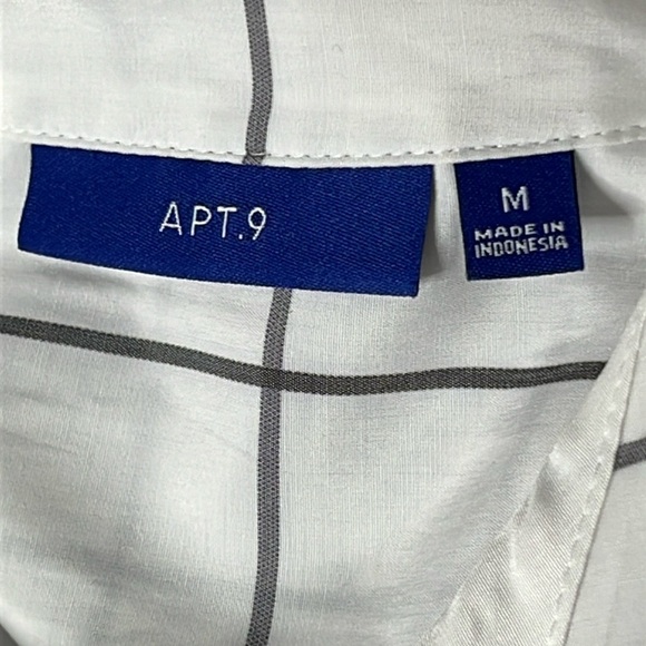 APT 9 Women’s Plaid Window Pane Black White Button Front Shirt Size M - Picture 5 of 7